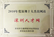 2010年深圳十大杰出網站-深圳人才網(www.kuguadyw.com)