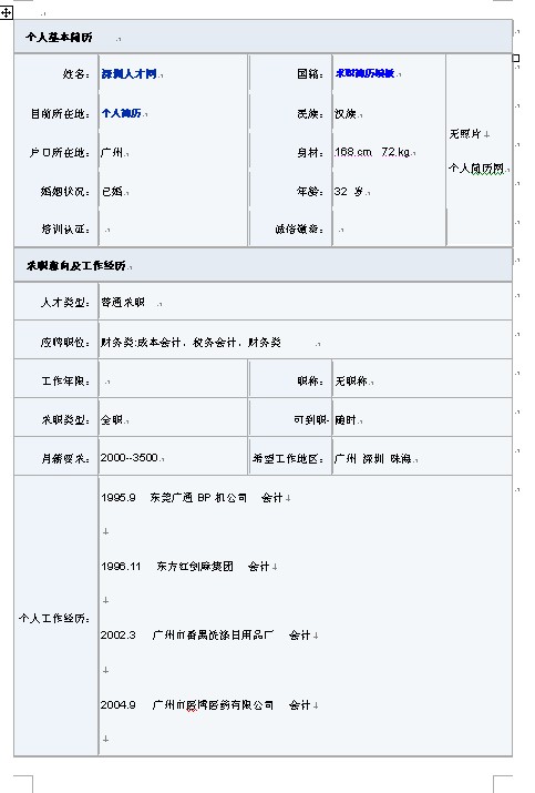 HR認定的最新應屆生求職簡歷模板