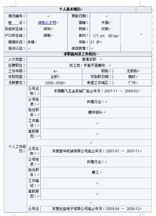 最新版本的求職簡歷模板下載