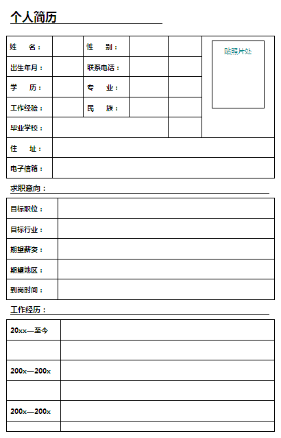 中藥學專業個人簡歷表格