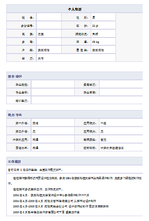 移動通信技術個人簡歷表格