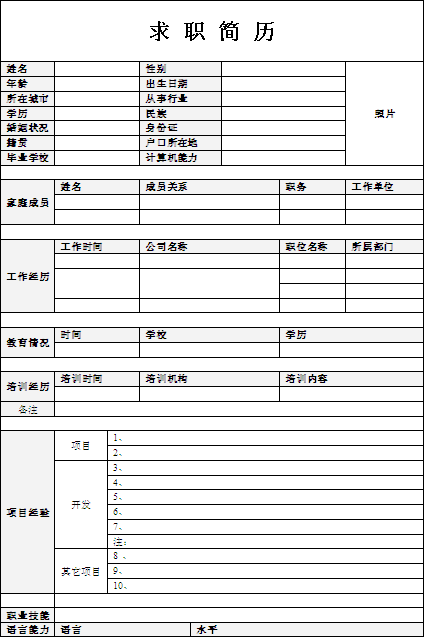 財務文員的常用個人簡歷表格