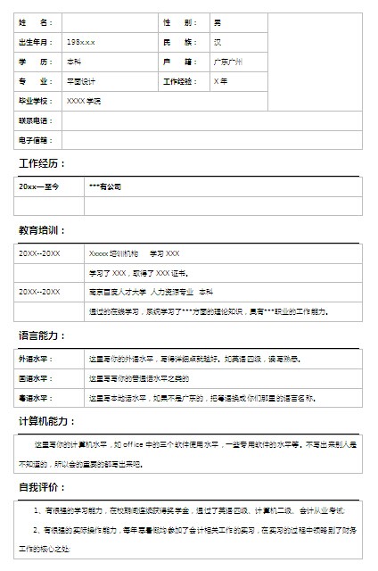 平面設計師個人簡歷表格