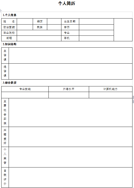 健身教練個人求職簡歷表格